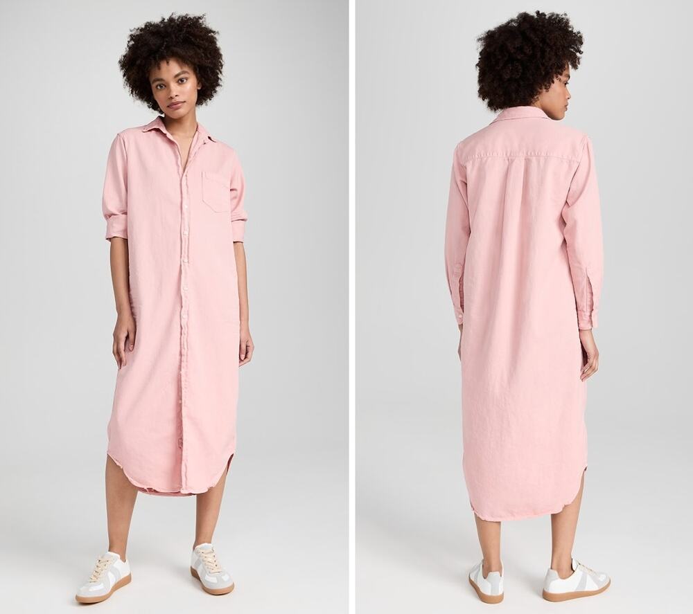 Frank & Eileen Rory Shirt Dress Women's Size Large Pink Collared Long Sleeves